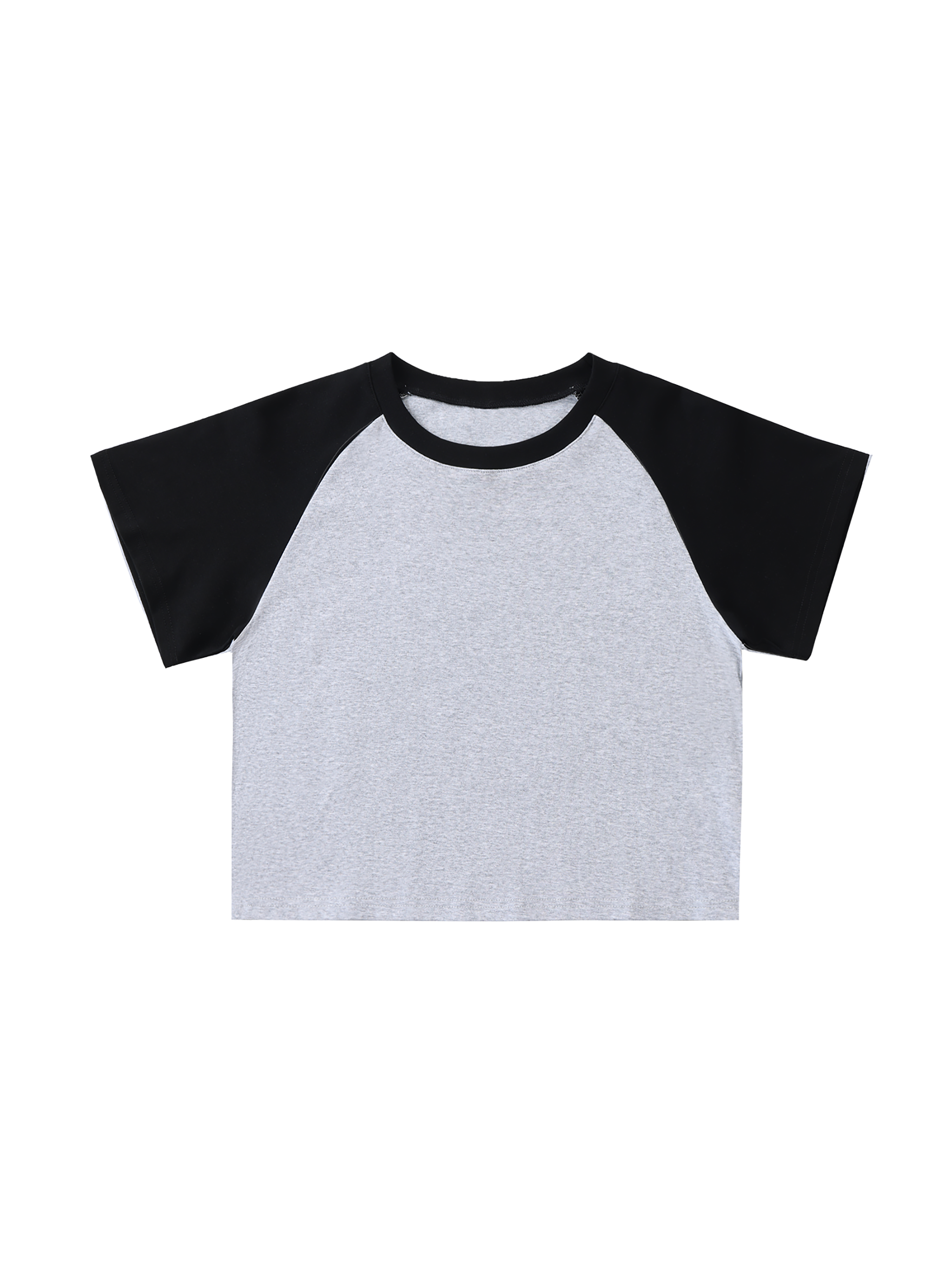 Color-Blocked Raglan Sleeve Crop Top