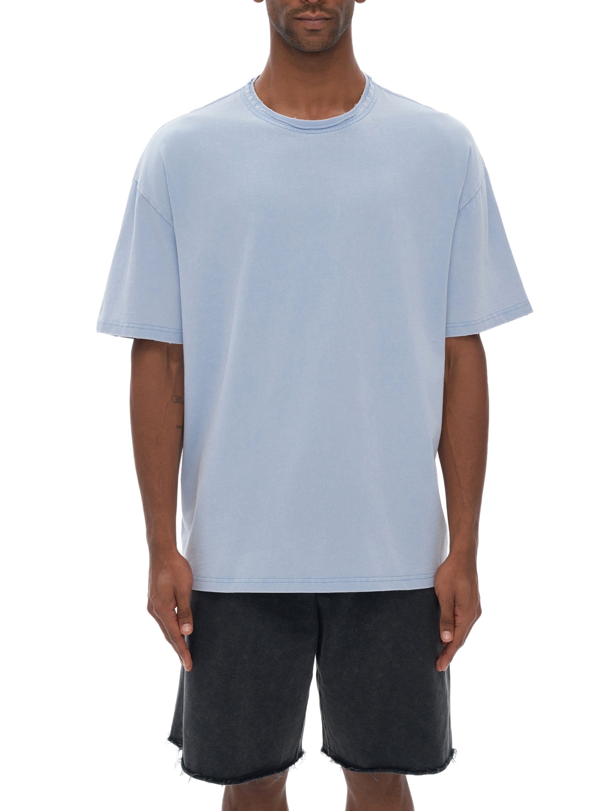 Double Neckline Scattered T-Shirt - 250 GSM