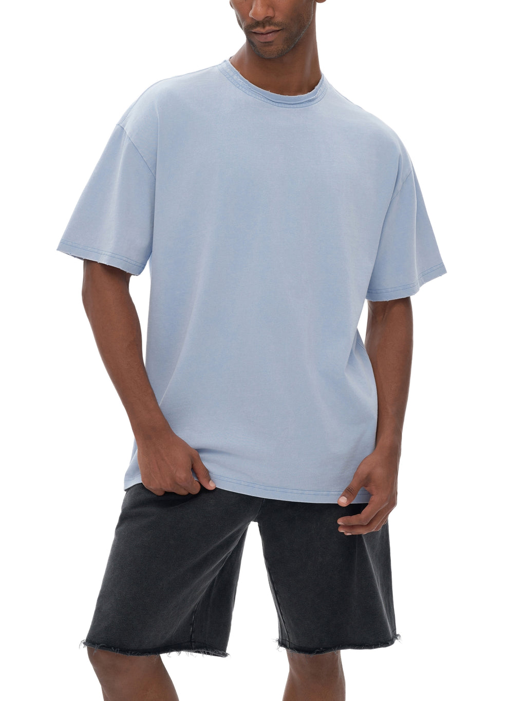 Double Neckline Scattered T-Shirt - 250 GSM
