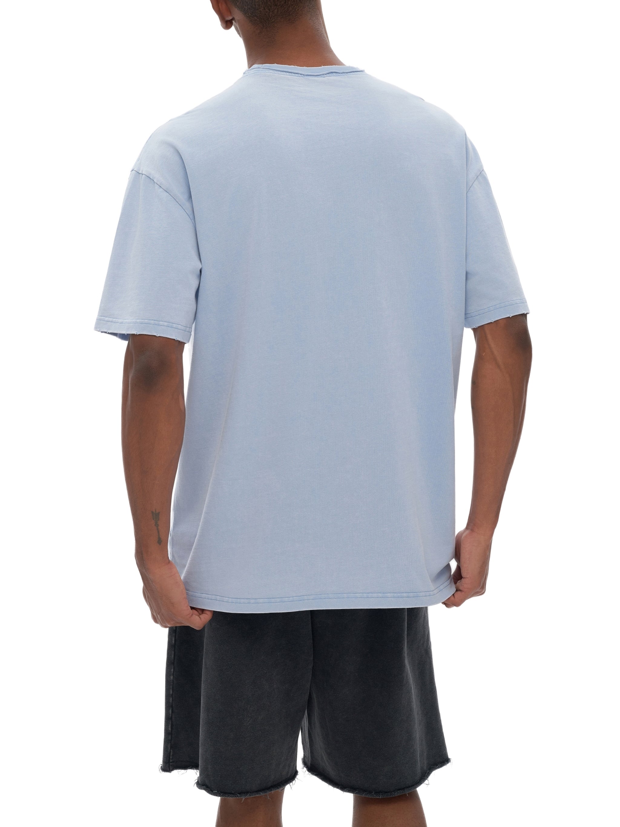 Double Neckline Scattered T-Shirt - 250 GSM