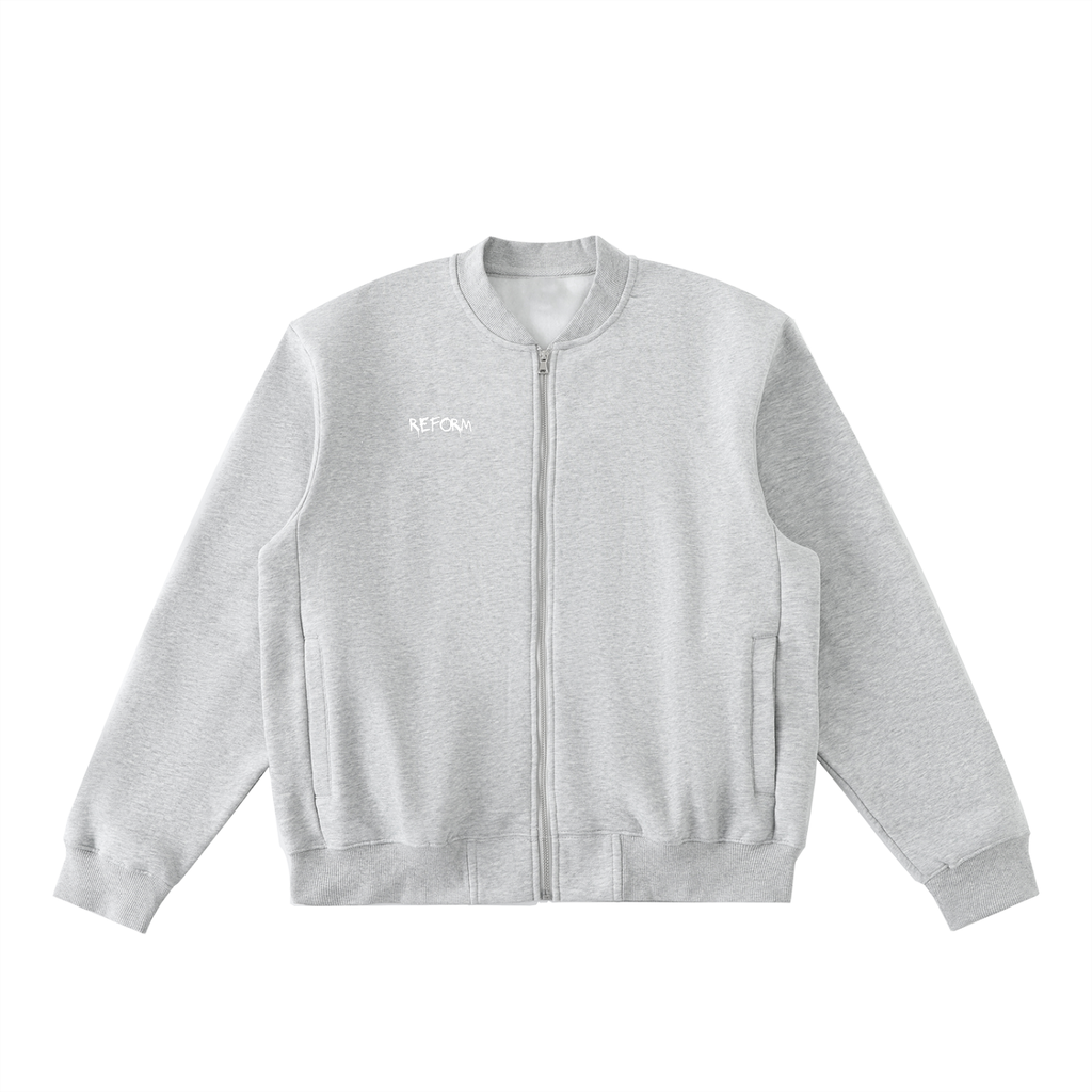 Essential Zip-Up Fleeced Varsity Jacket