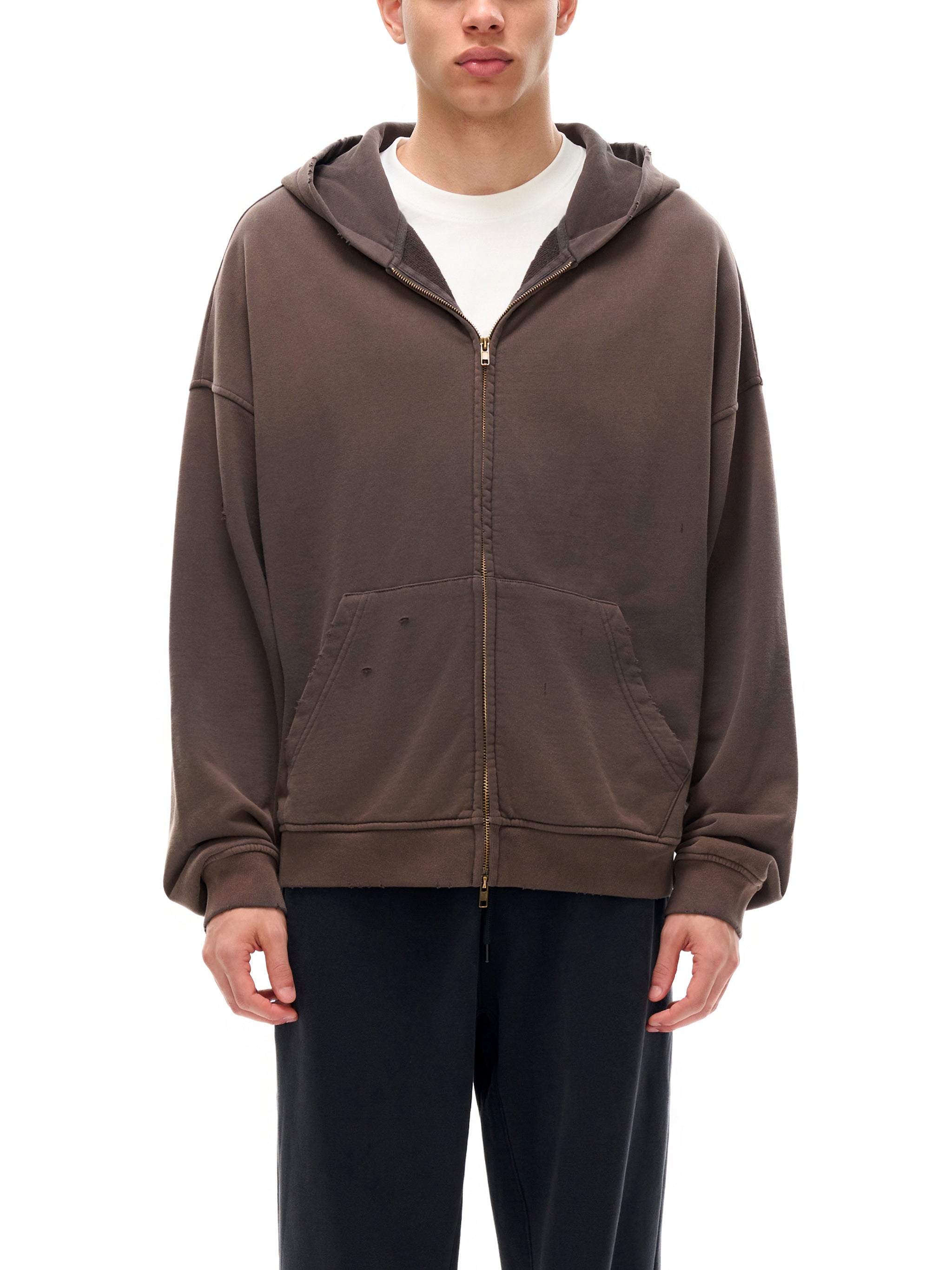 Hand-Frayed Sunfade Zip Hoodie