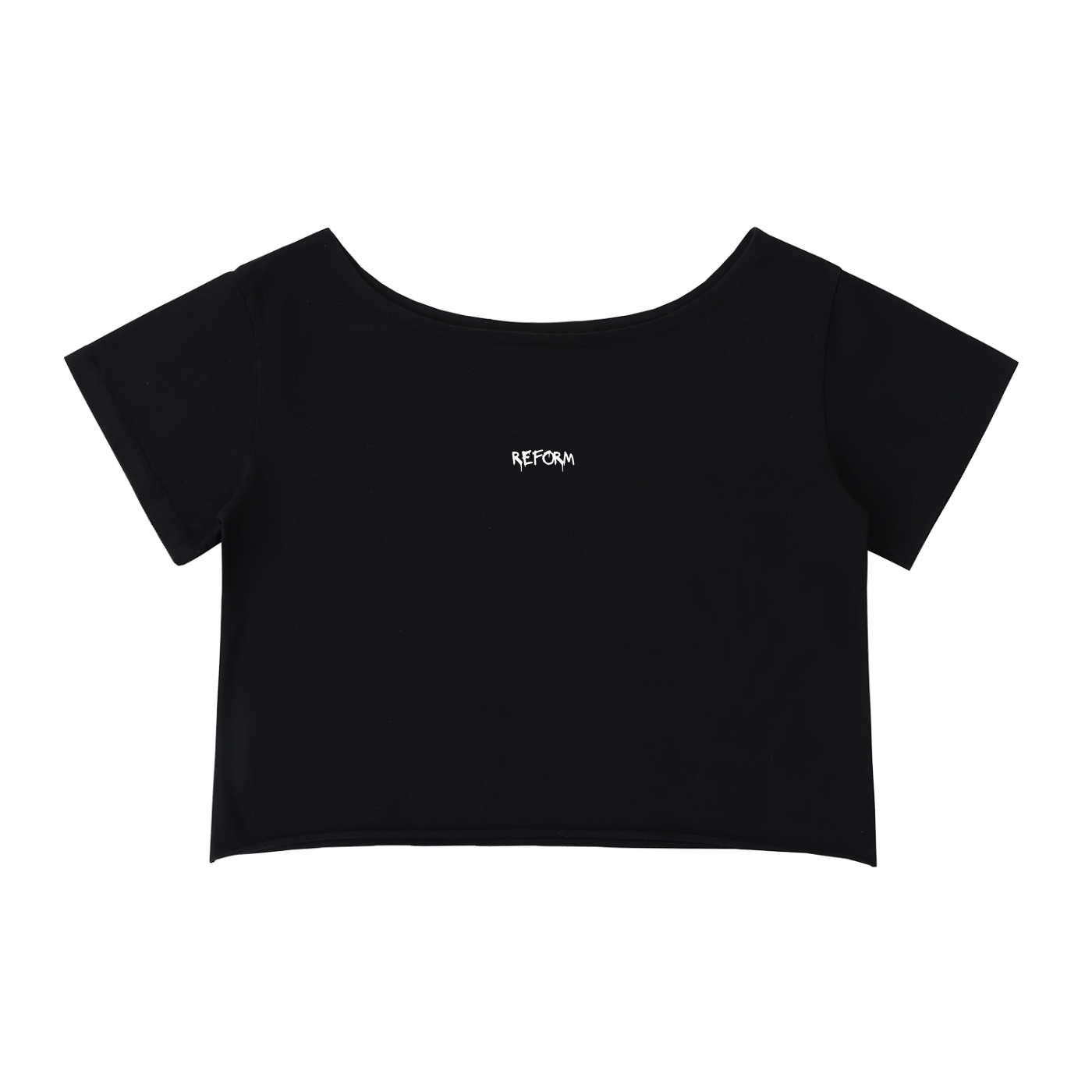 Off-Shoulder Rolled Hem Cotton T-Shirt