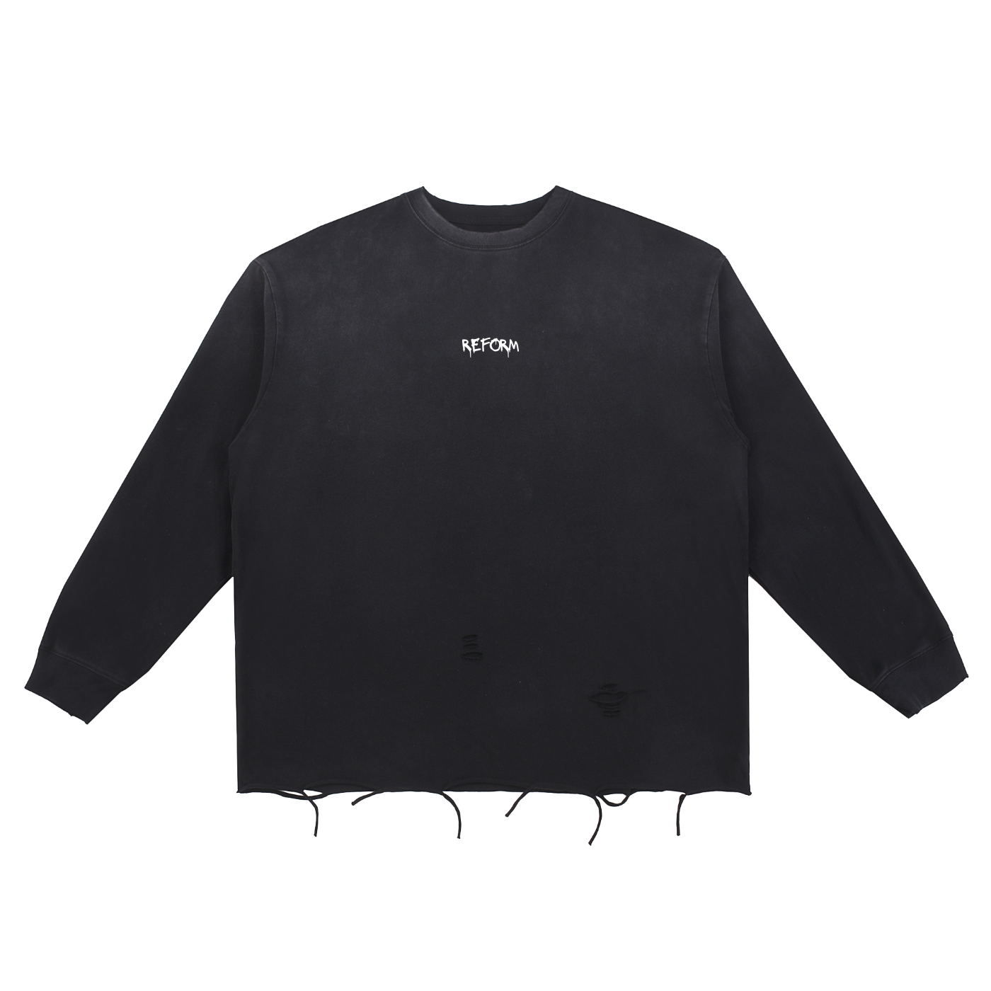 Snow Wash Raw Edge Cotton T-Shirt