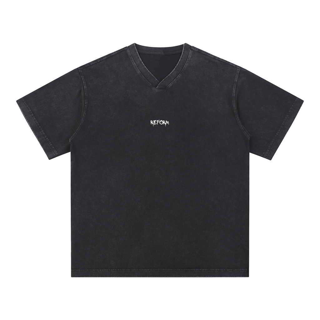 Snow Washed V-Neck Cotton T-Shirt