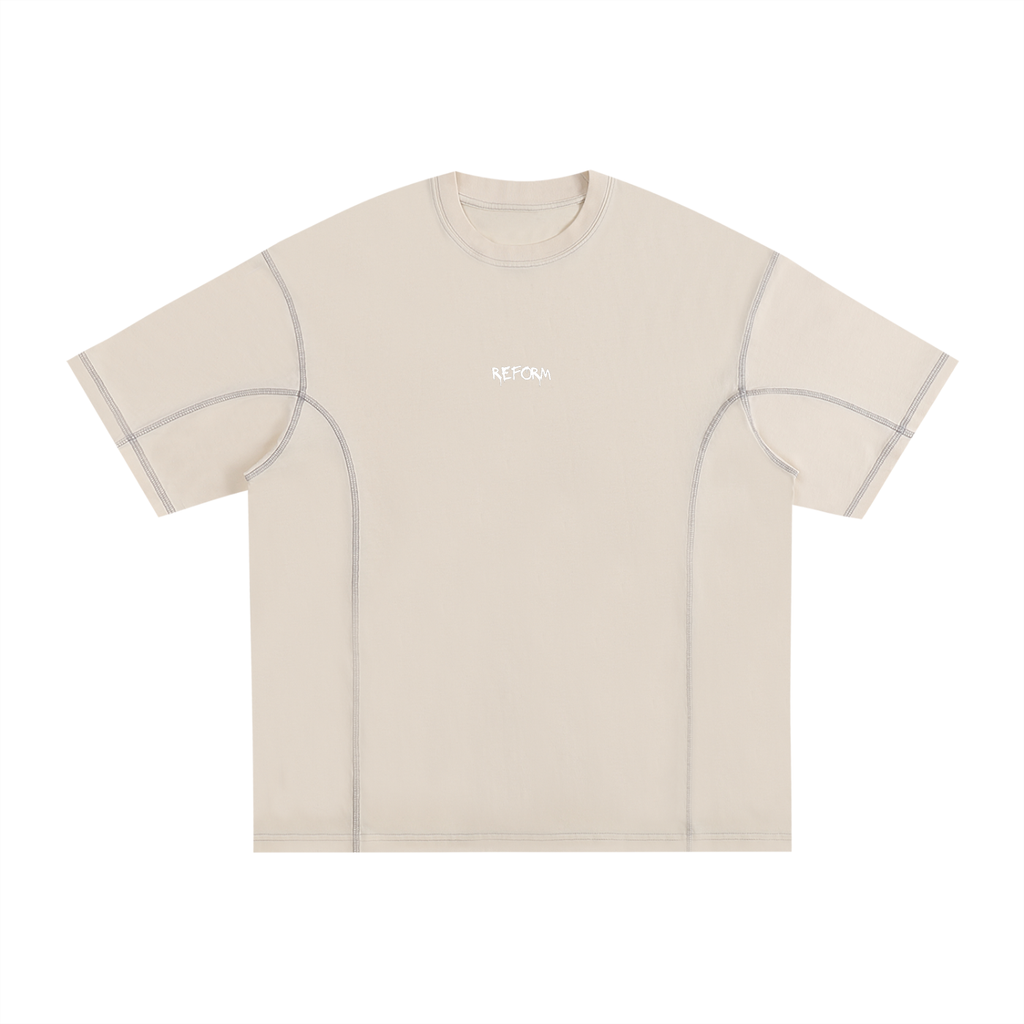 Streetwear Contrast-Stitched Cotton T-Shirt