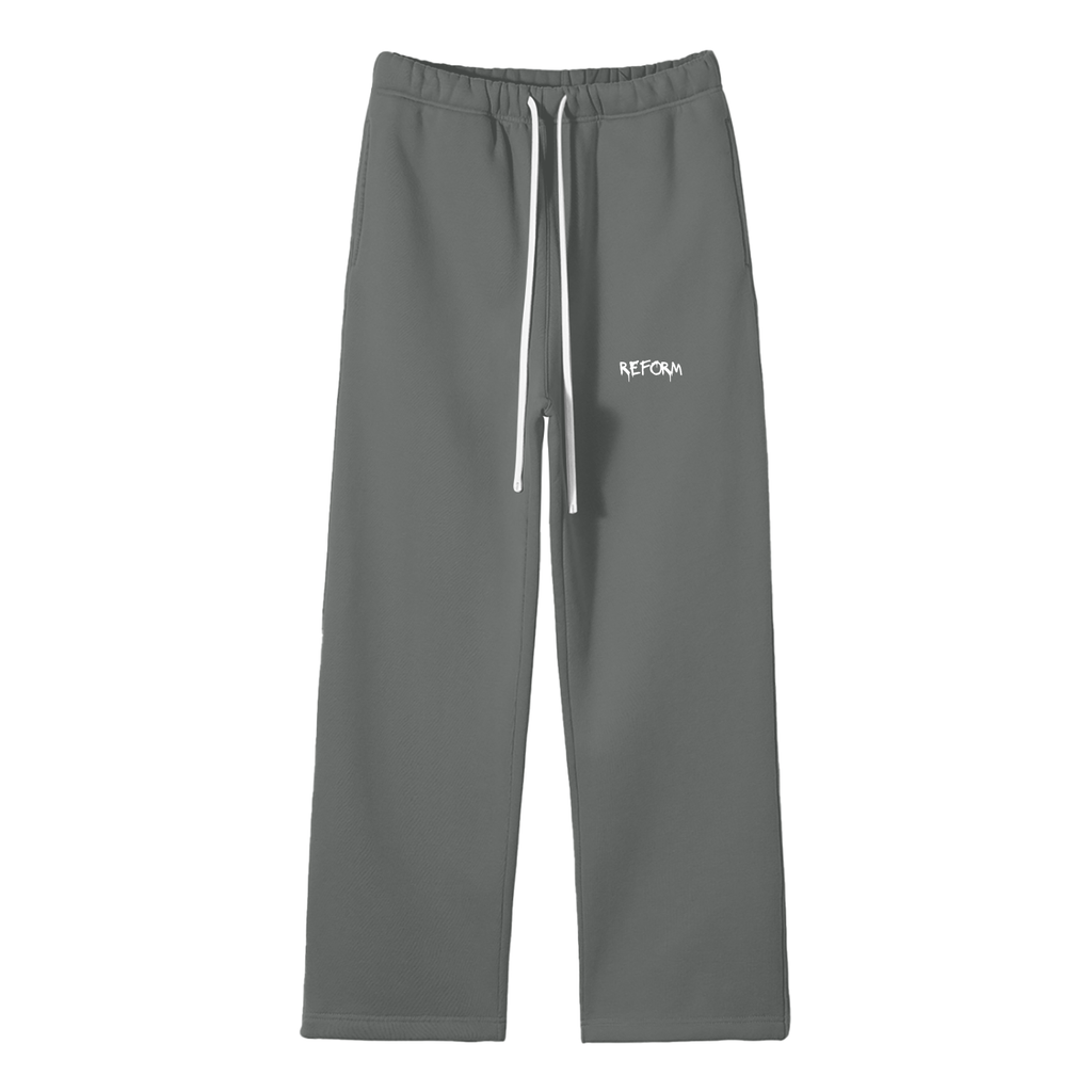 Streetwear Unisex Solid Color Fleece Straight Leg Pants