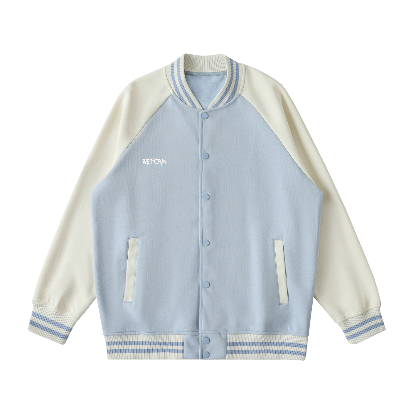 Two Tone Raglan Sleeve Varsity Jacket