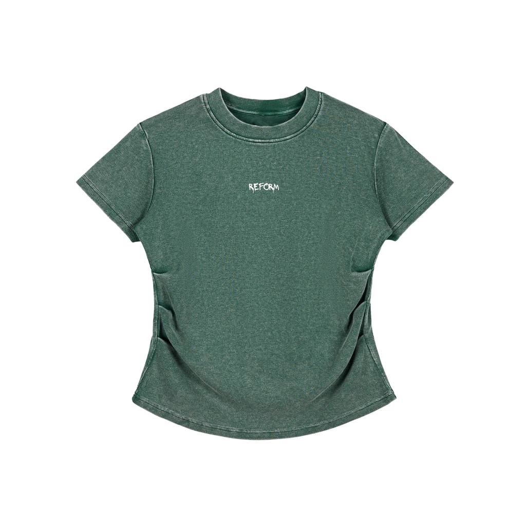 Vintaged-Wash Bodycon Cotton T-Shirt