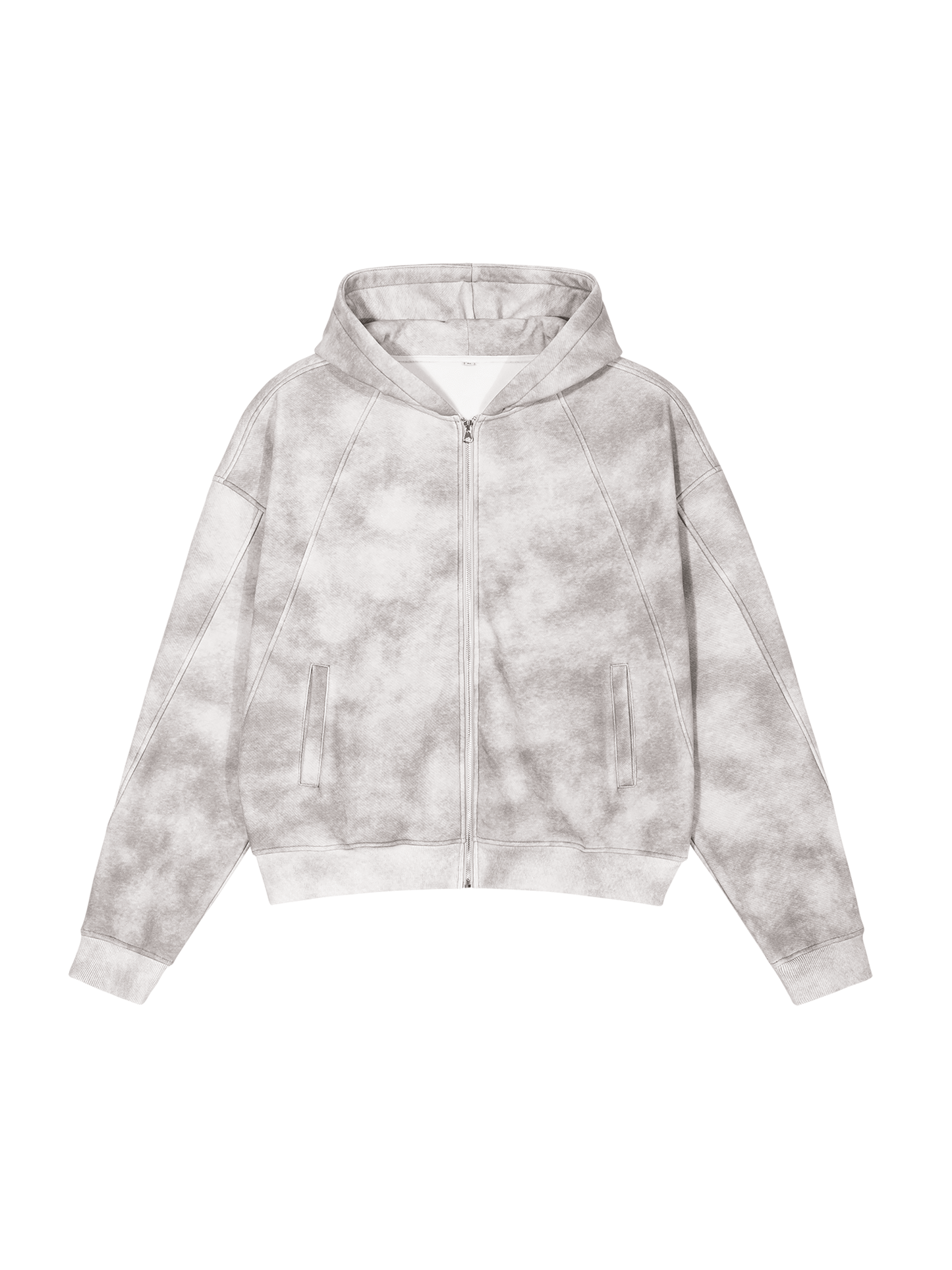 Dirty Washed Boxy Zip-up Fleece Hoodie