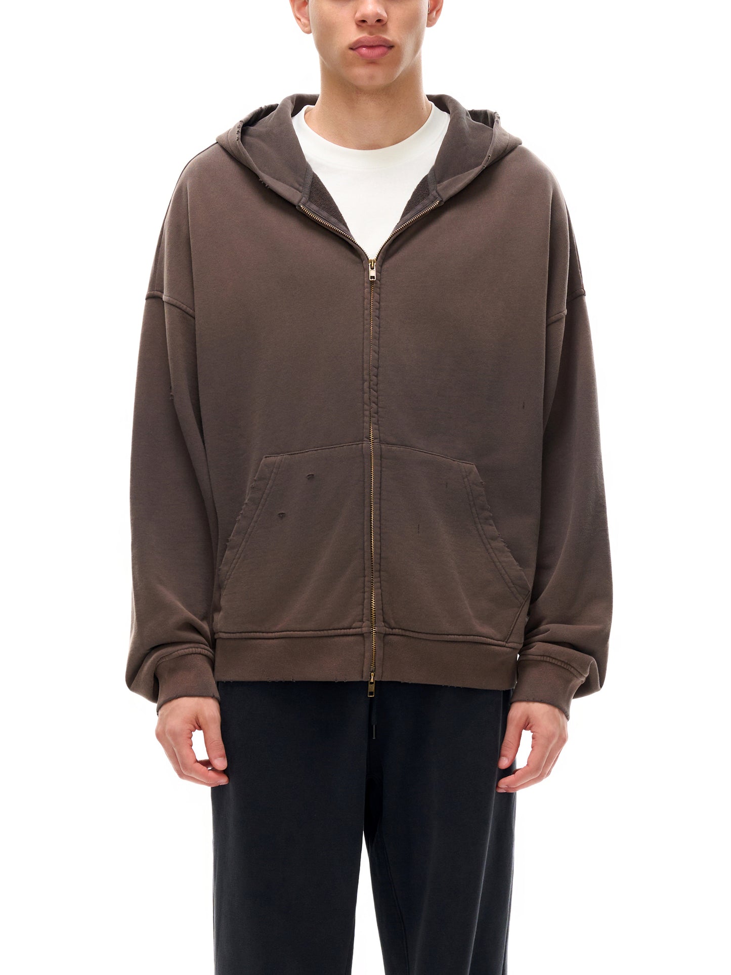 Hand-Frayed Sunfade Zip Hoodie