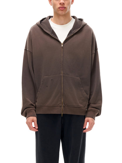 Hand-Frayed Sunfade Zip Hoodie